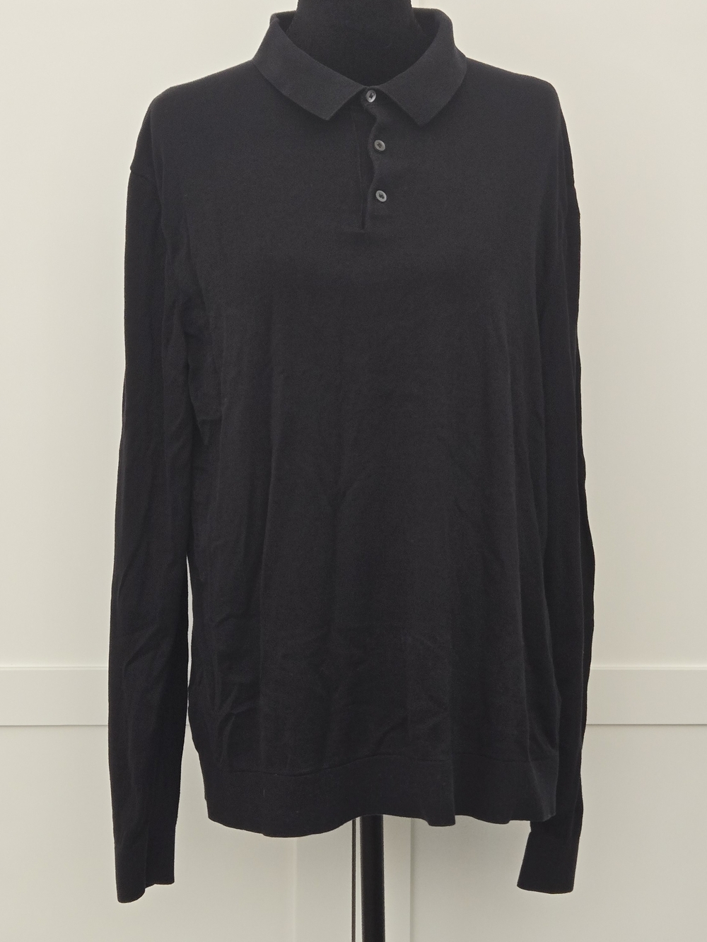 COS Womens Black Long-Sleeve Classic Polo Button-Down Top Silk Blend EU XL US L
